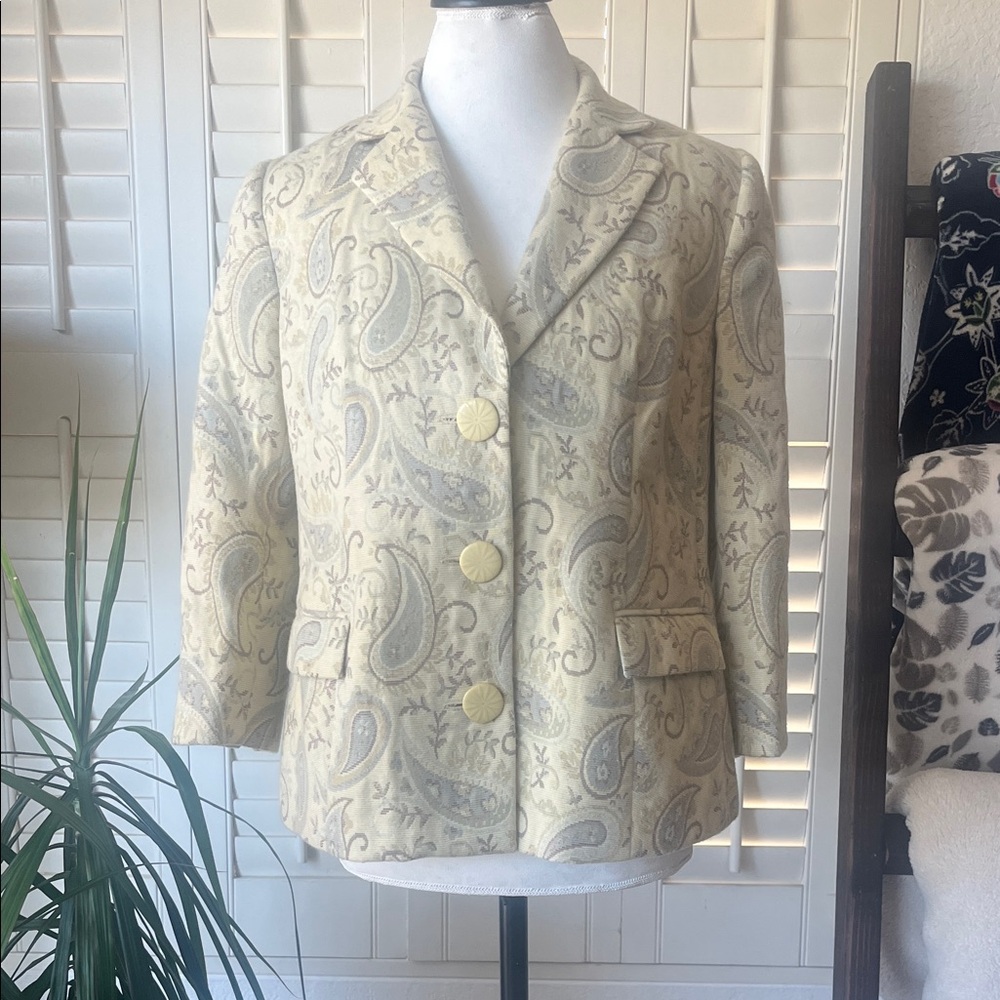 A Pea in the Pod Cream Paisley Notch-Collar Blazer Maternity